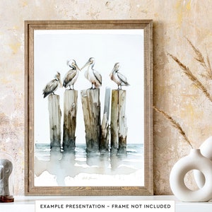 Pelican Wall Art for Living Room Bird Watercolor Painting for Bathroom Wall Decor  Poster Print