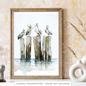 Pelican Wall Art for Living Room Bird Watercolor Painting for Bathroom Wall Decor  Poster Print