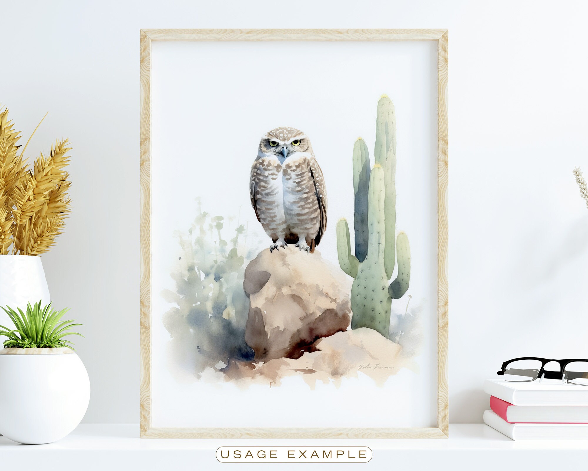 Burrowing Owl Vintage Bird Printable Wall Art for Living Room Bird ...