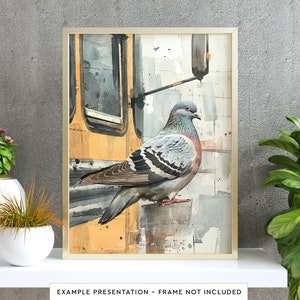 Pigeon Wants to Drive, Bird Wall Art Poster Print for Office
