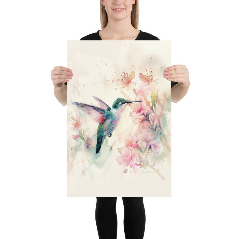 Anna’s Hummingbird Watercolor Bird Wall Art Poster Print for Home Decor ...