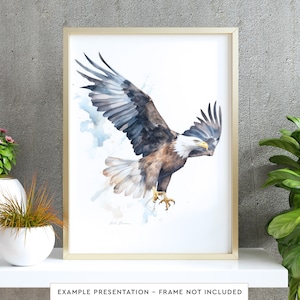 Bald Eagle Wall Art for Living Room Bird Watercolor Painting for Bathroom Wall Decor Poster Print