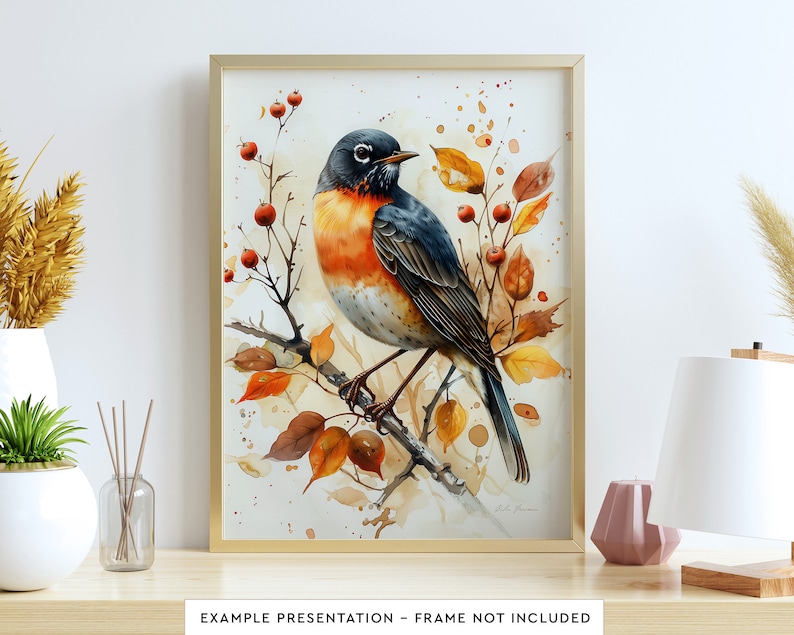 American Robin Instant Digital Download, Bird Printable Wall Art ...