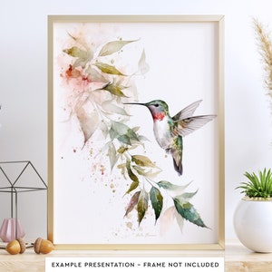 Hummingbird Wall Art for Living Room Bird Watercolor Painting for Bathroom Wall Decor Poster Print