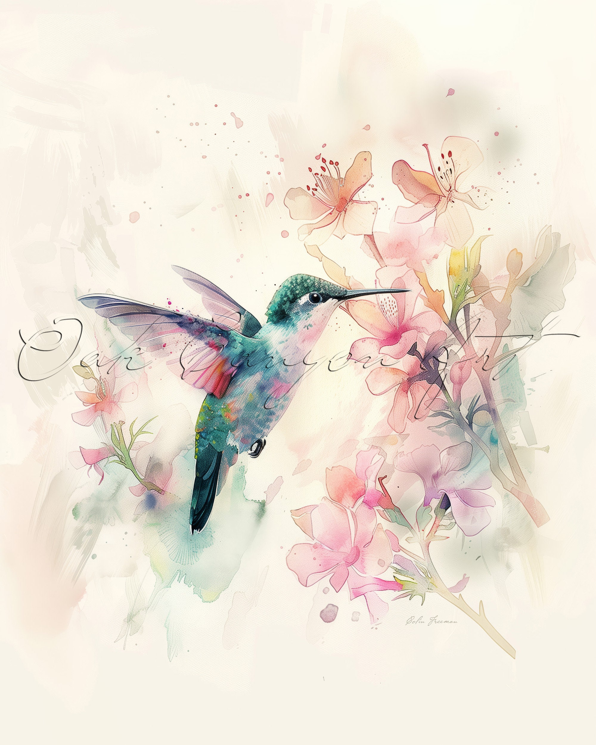 Anna’s Hummingbird Digital Download Watercolor Bird Wall Art Poster ...