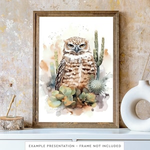 Kaninchen Eule Wand Kunst für Wohnzimmer Vogel Aquarell Malerei für Badezimmer Wand Dekor Poster Druck