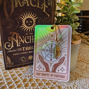 Tarot Card Hand Illustrated Boomark - The Wheel of Fortune X - Major Arcana Tarot Card Bookmark
