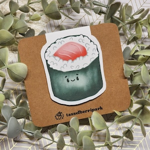 Magnetic Bookmark, Tekka Maki Sushi Hand Illustrated Magnetic Bookmark, Cute Sushi Bookmark