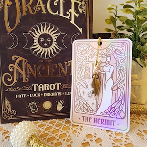 Tarot Card Hand Illustrated Boomark - The Hermit IX - Marjor Arcana Tarot Card Bookmark