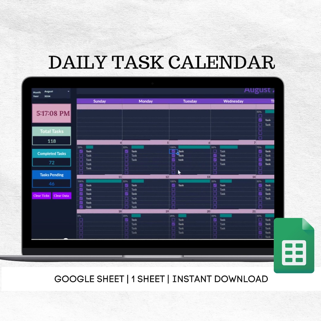 Dark Mode Task Tracker Spreadsheet Google Sheets to Do List Google