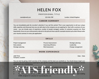 ATS Friendly Resume Template Google Docs, Word, Pages, Best Resume Templates, Executive Resume Template ATS , Minimalist Resume Template ATS