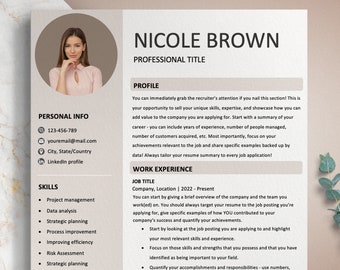 Professional Resume Template for Microsoft Word | Modern Resume Template with Photo | Minimalist CV Template | Resume Template Professional