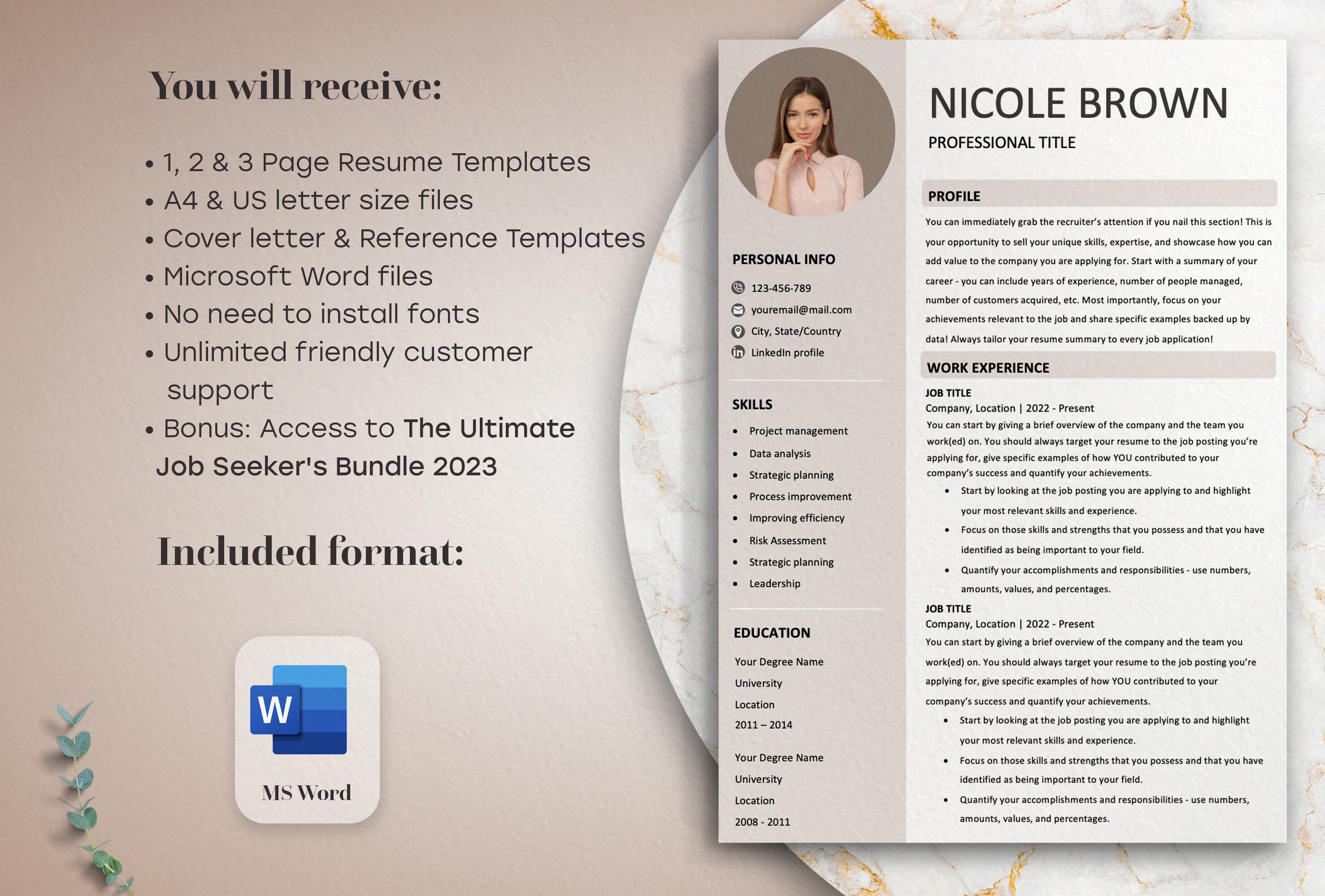 Professional Resume Template for Microsoft Word | Modern Resume ...