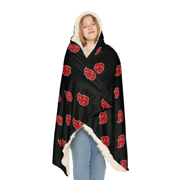 Anime Snuggle Blanket | Anime Blanket Hoodie | Sherpa Fleece Blanket | Minimalist Anime Design Blanket |Comfortable Hooded Blanket