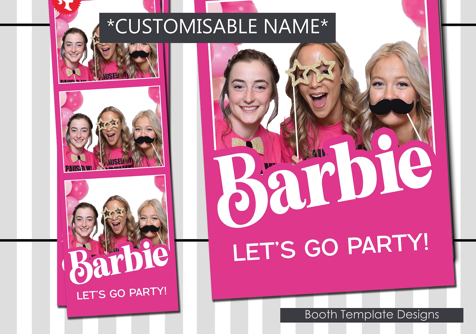 Barbie Photo Booth Template, Doll House Photo Booth Template, Editable