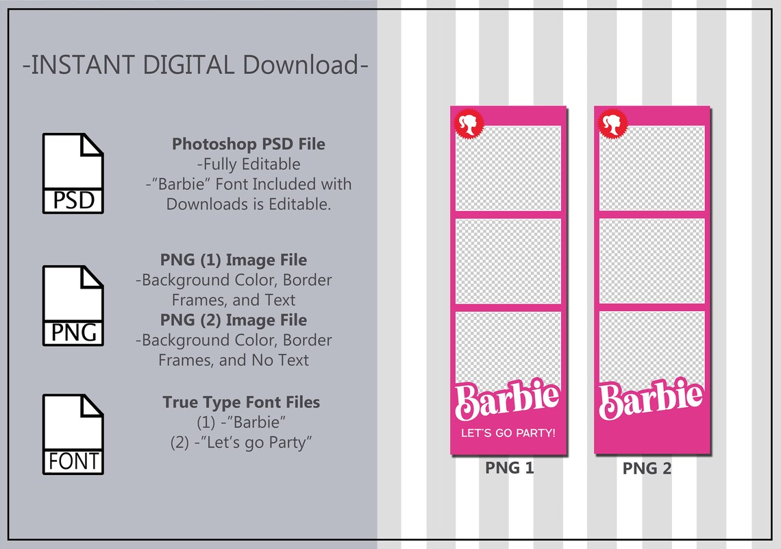 Barbie Photo Booth Template, Doll House Photo Booth Template, Editable ...