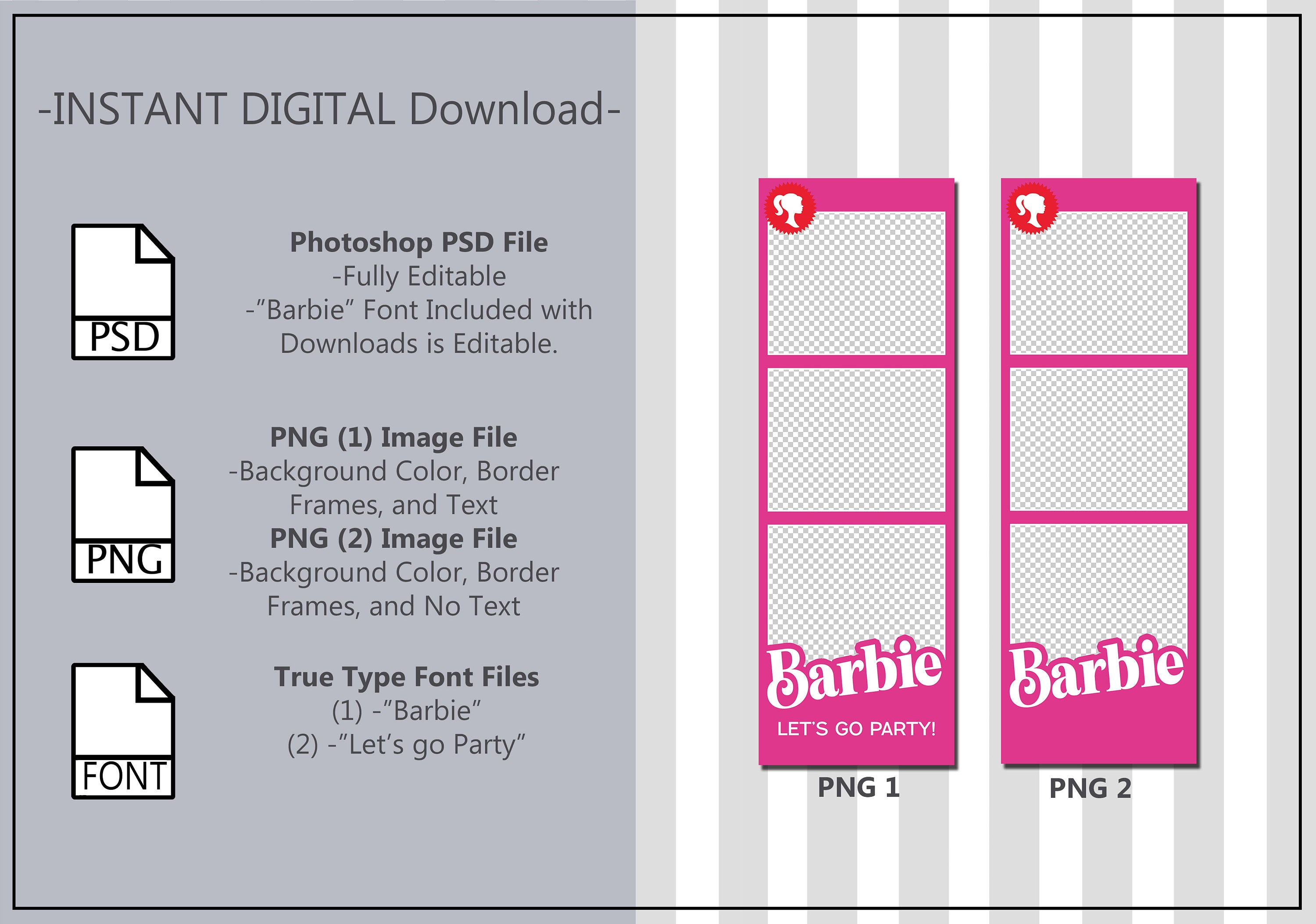 Barbie Photo Booth Template, Doll House Photo Booth Template, Editable