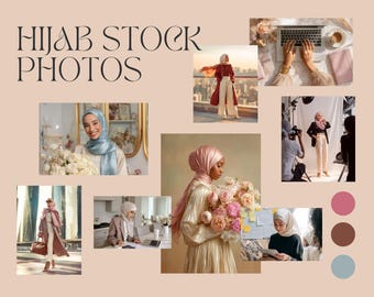 Quiet Luxury Hijab Stock Photos: Faceless Muslim Women (Digital Download, 34 PNG Images)