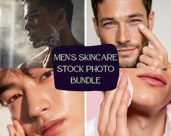 Men's Skincare Stock Photo Bundle: Diverse Male Models (PNG, Commercial Use)