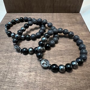 Obsidian and Hematite Men’s bracelets