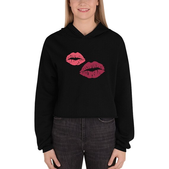 Kiss Hoodie Selber Kuss Und Lippen Valentinstag Crop Hoodie
