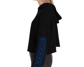 Ukrainian Embroidery Print Women's Crop Hoodie