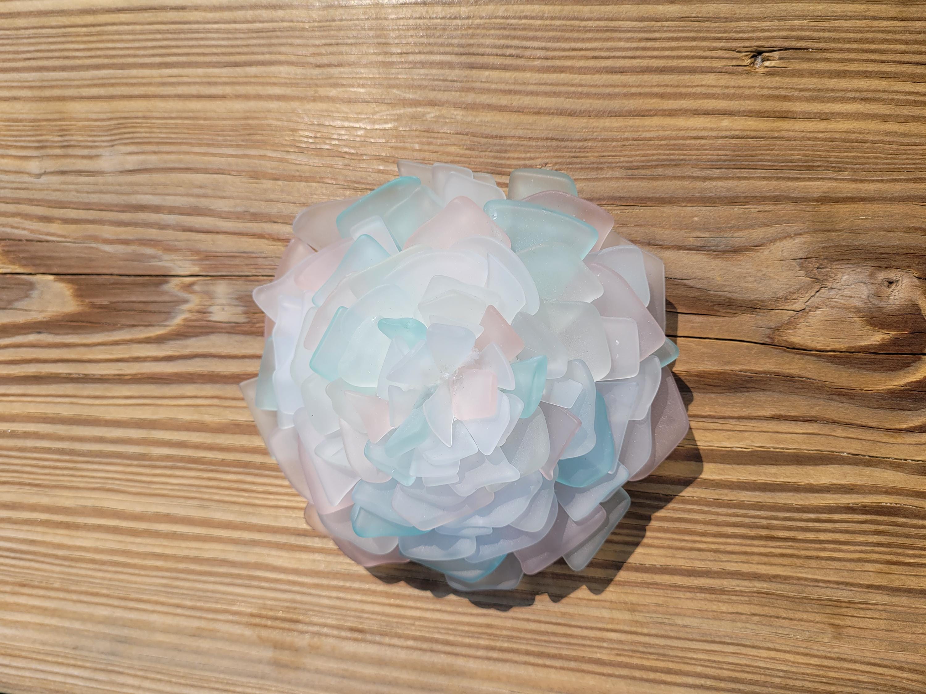 Seaglass Flower - Pink/Teal/White - large - Thumbnail 2