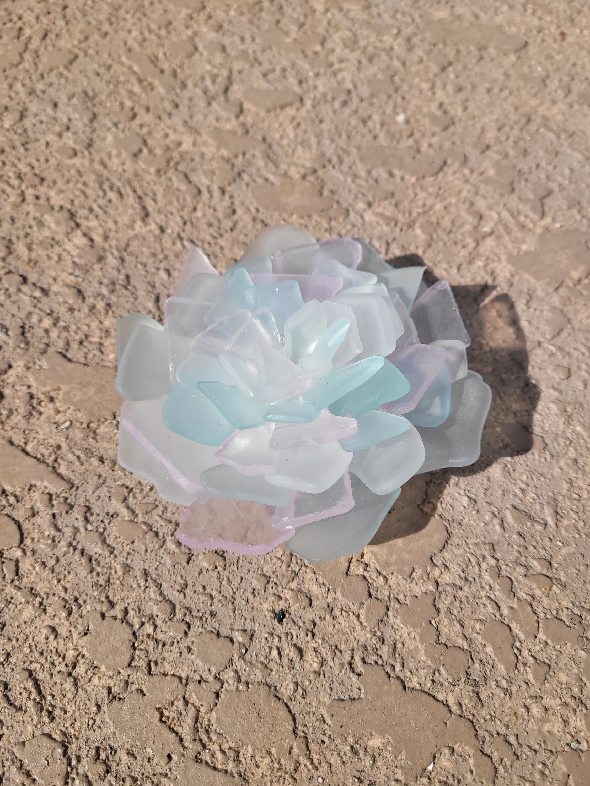 Seaglass Flower - Pink/Teal/White - large - Thumbnail 6