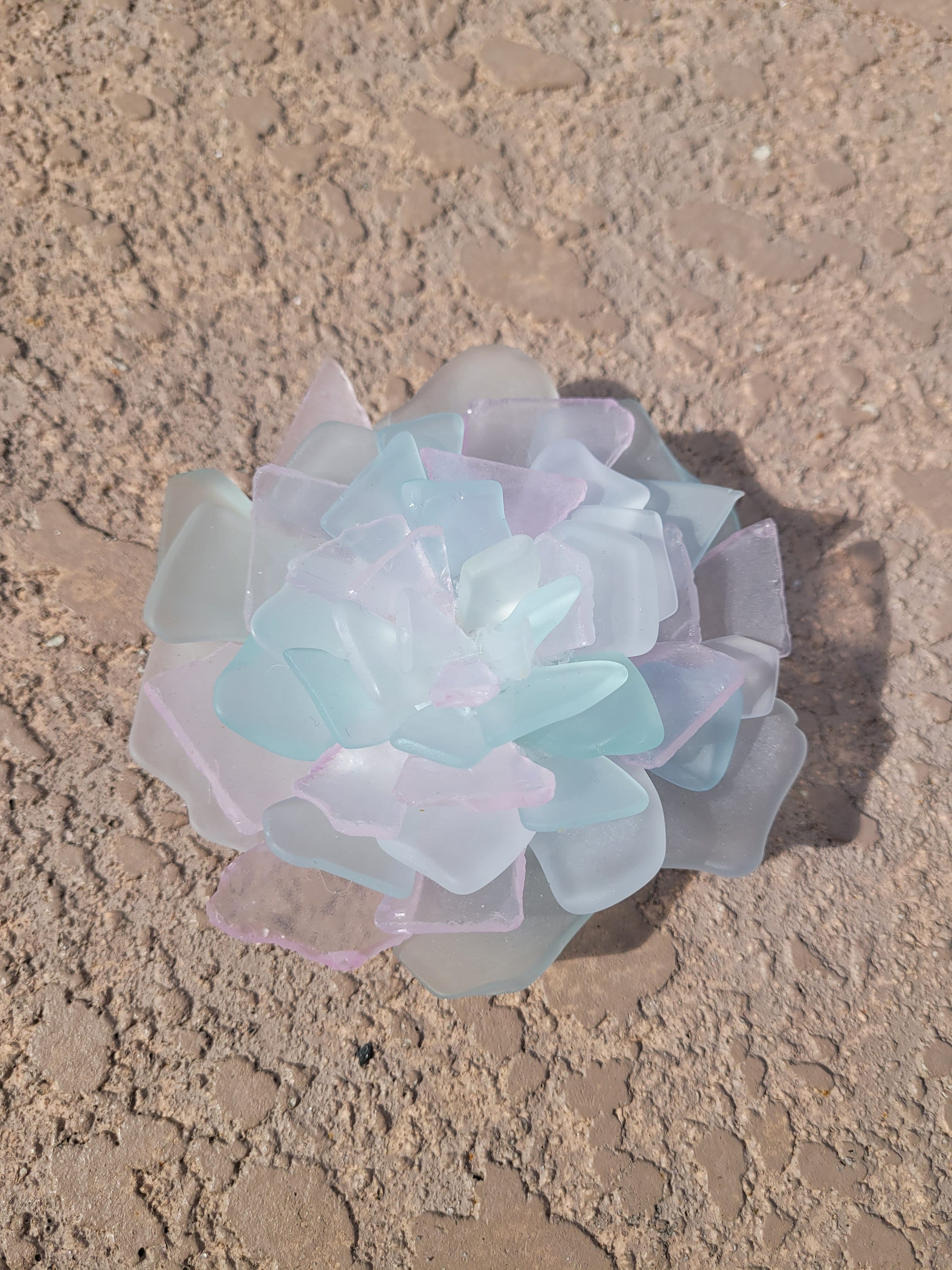Seaglass Flower - Pink/Teal/White - large - Thumbnail 7