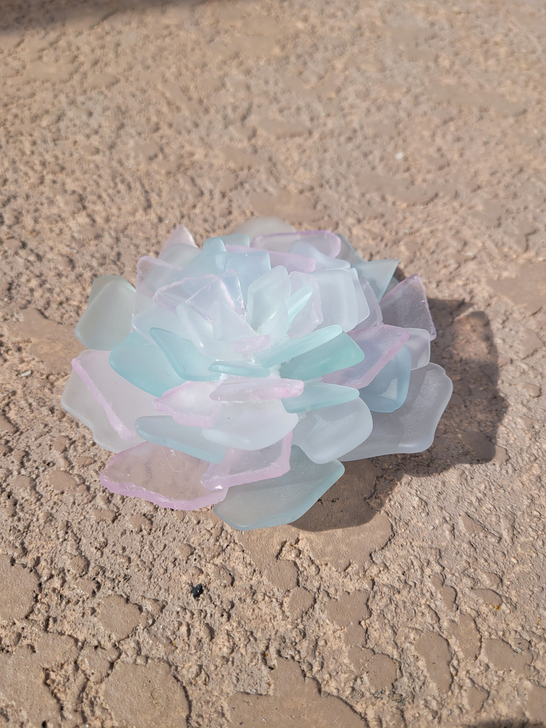Seaglass Flower - Pink/Teal/White - large - Thumbnail 5