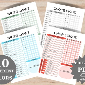 Chore Chart for Multiple,kids Toddler Editable Template,daily Routine ...