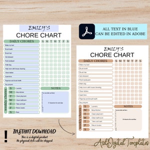 Chore Chart for Multiplekids Toddler Editable Templatedaily - Etsy