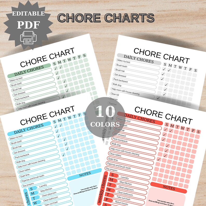 Chore Chart for Multiplekids Toddler Editable Templatedaily - Etsy