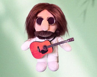 Plüschpuppe inspiriert von John Lennon | Beatles-Sammlerstück