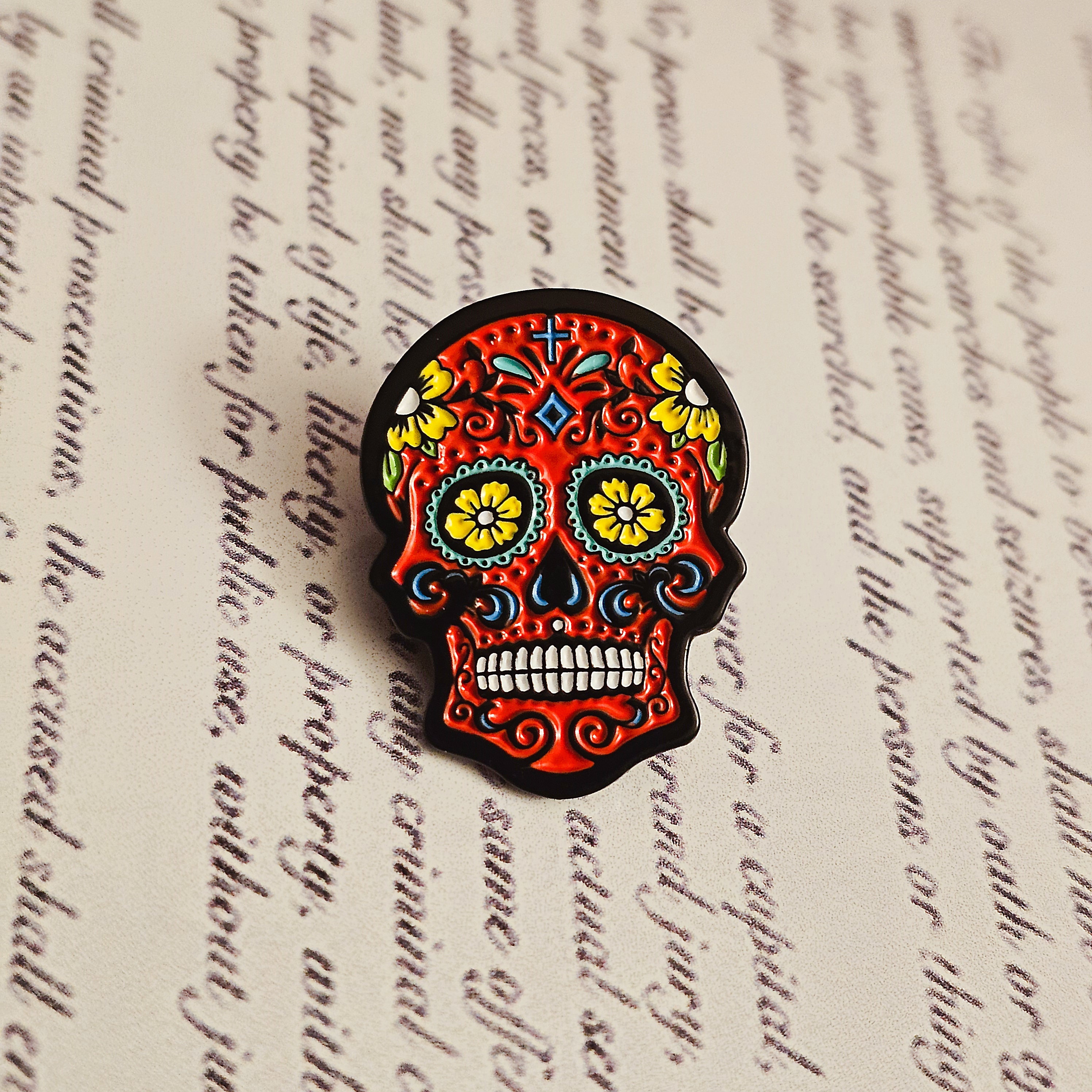 Sugar Skull Day of the Dead Enamel Pin Los Muertos Charm Brooch - Etsy