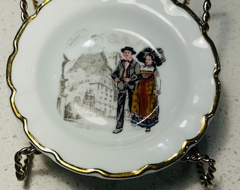 フランスのリモージュ磁器装飾皿、フラゴナール様式の3.5インチ