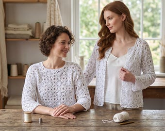 Crochet Granny Square Top Pattern | Boho Lace Vest, Summer Cardigan (PDF Download)