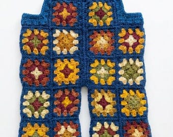 Crochet Granny Square Overalls Pattern PDF | Toddler Romper Crochet Pattern | Baby Overalls | Vintage Baby Clothes | Instant Download