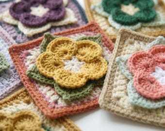 Morning Glory Crochet Square Pattern | September Birth Flower Motif (PDF Download)