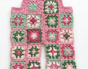 Granny Square Overalls Crochet Pattern | Vintage Baby Romper PDF (Instant Download)