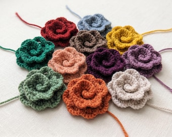 Knitted Rose Flower Pattern PDF | Easy Scrap Yarn Applique Tutorial (Digital Download)
