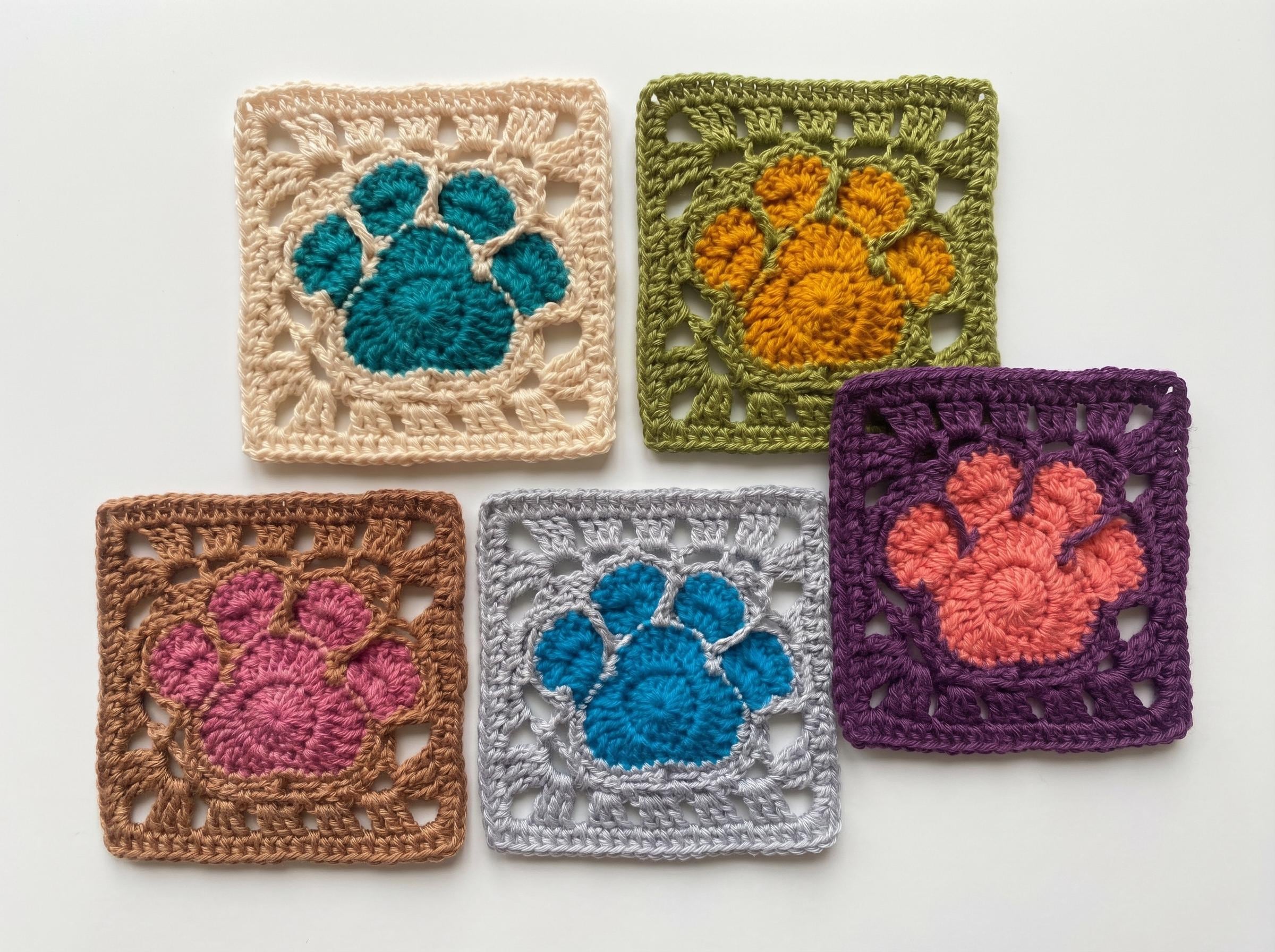 18 Animal Crochet Blanket Patterns You Have To See 2 Paw Print Crochet Granny Square Pattern Animal Blanket