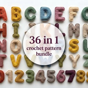 Paquete de patrones de letras y números de ganchillo / PDF de apliques de amigurumi (descarga digital)
