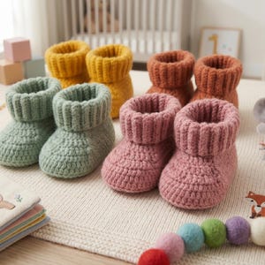 Crochet Cuffed Baby Booties Pattern | Easy Newborn Shoes (PDF Download)