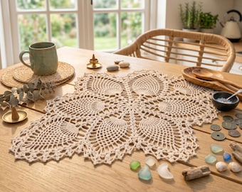 Pineapple Doily Crochet Pattern | Oval Lace Table Runner (PDF Download)