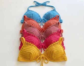 Crochet Bikini Bra Top Pattern | Beginner Beachwear Swimwear (PDF Download)