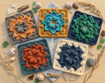 Marigold Crochet Granny Square Pattern | October Flower Motif (PDF Download)