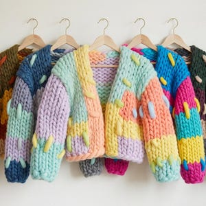 Chunky Knit Cardigan Pattern | Oversized Patchwork Sweater (PDF Download)