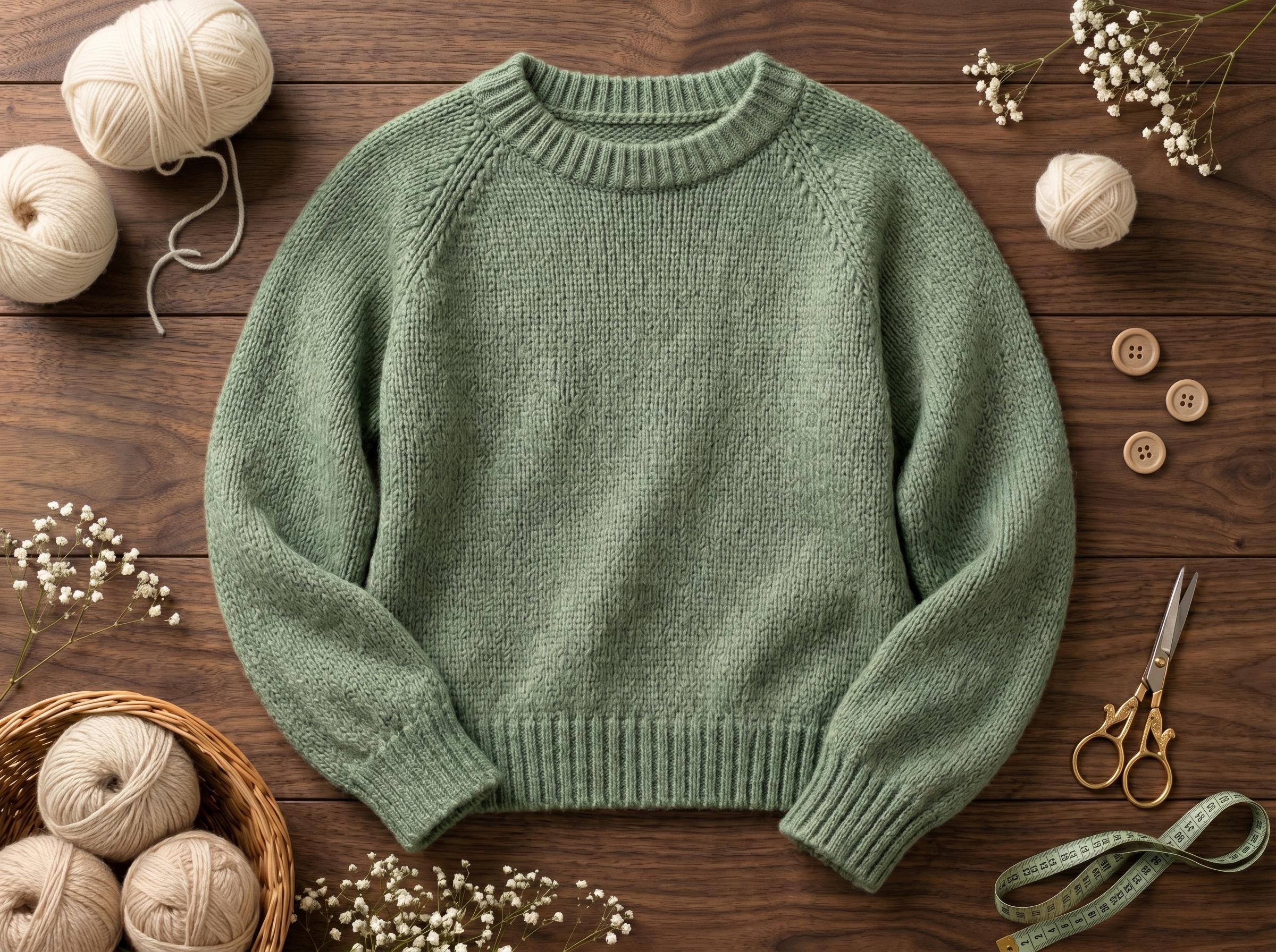 Easy Raglan Pullover Sweater Knitting Pattern | Top Down Crewneck (PDF ...