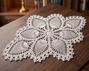 Pineapple Doily Crochet Pattern | Oval Lace Table Runner (PDF Download)